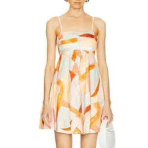 Acler Strapless Dress in Orange, Green, and Pink